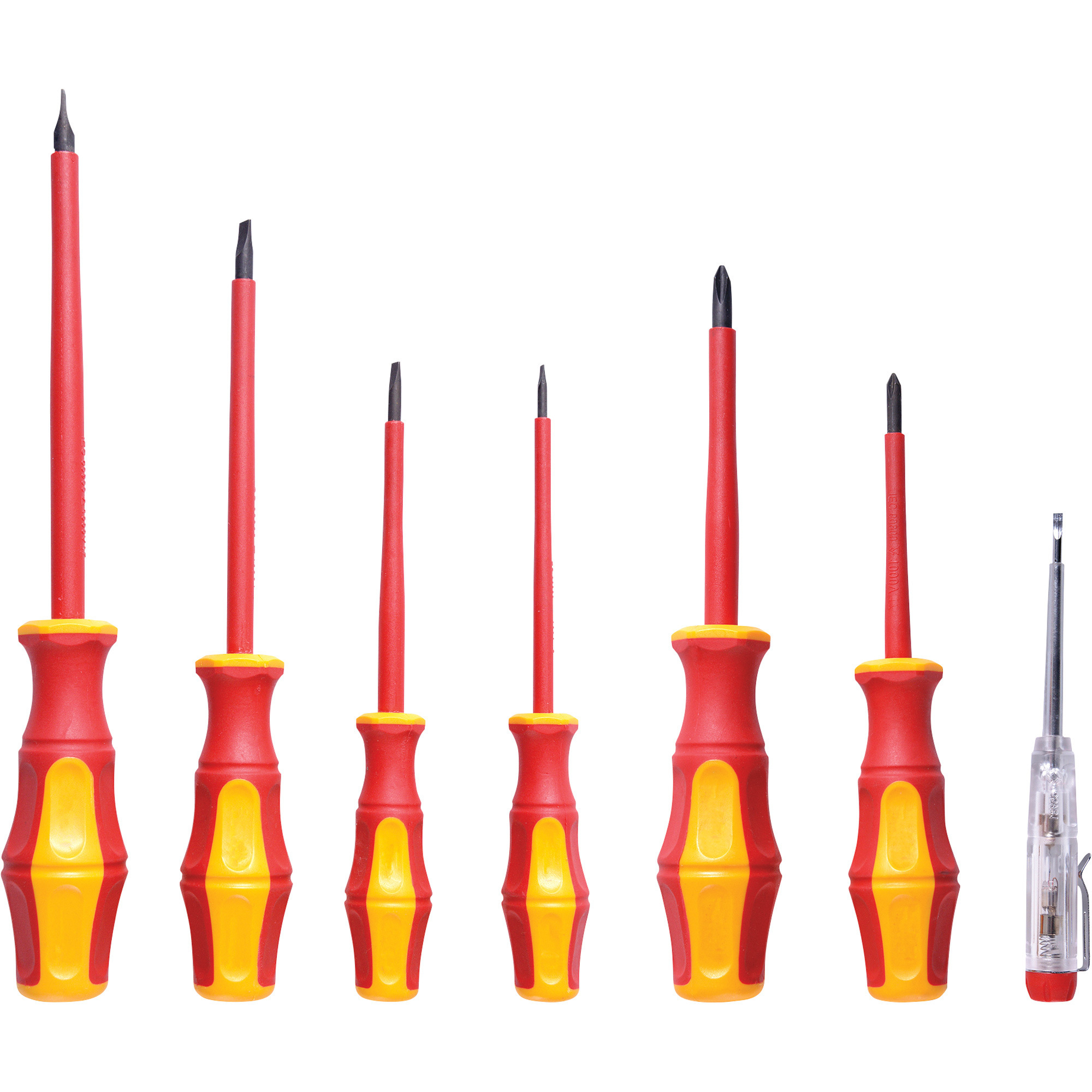 Groz 7Pc. Set of VoltageFree Screwdrivers, 4 Slotted Screwdrivers, 2
